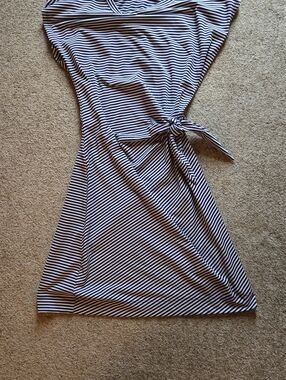 Striped Navy and White Tie-Waist Women’s Dress